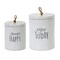 Melrose "Choose Happy" and "Enjoy Today" Kitchen Canisters - 7.25" - White - Set of 2